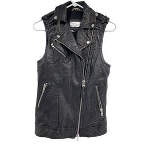 Aritzia Mackage Women's Black Frederica Vest Distressed Lamb Leather XXS $600